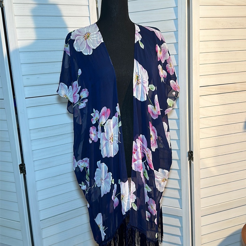 Sheer Floral Swim Coverup